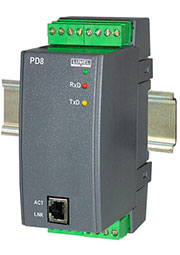 PD51A1008, преобразователь RS232 в RS485 на DIN-рейку 230В AC/DC