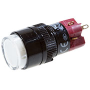 D16LAR1-1abKW, кнопка с фиксацией и LED подсветкой белая 250В 5А