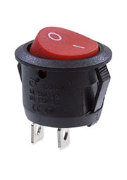 KCD1-5-101, клавишный выключатель 2 контакта ON-OFF красный