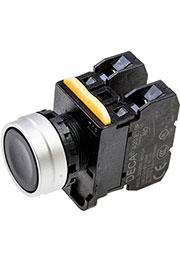 A204B-M1E20B, выключатель кнопочный черный без фиксации 2NO с контактами блоком 20-E10P