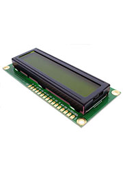 LCD1602A, дисплей зеленый, 2 строки по 16 символов 5В 80х35х11мм