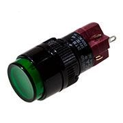 D16LMR1-1abJG, кнопка без фиксации 250В 5А LED подсветка 12В зеленая