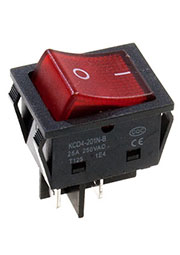 36-2343, Выключатель клавишный 250V 25А (4с) ON-OFF красный с подсветкой  REXANT