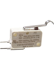V19T16-P2P200A04, микропереключатель SPST-NC лапка с изгибом 250В 16A в плату  1.96N