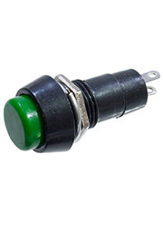 PBS-11AG, кнопка с фиксацией 12мм 250В 1А зеленая 2 контакта ON-OFF