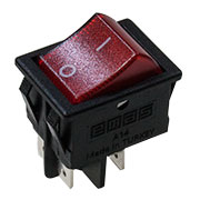 A14B1K11, переключатель клавишный 2хON-OFF 250В 16A красный с подсветкой  (= R595BRBT2-G)