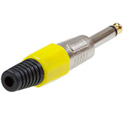 1-118G YE, штекер аудио 6.35мм моно металл цанга на кабель желтый