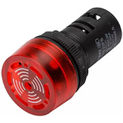 593394, Сигнализатор звуковой ND16-22FS ?22 мм красный LED АС/DC24В