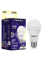 TKE-A60-E27-15-3K, ����� ������������ 15�� �60 3000� �27 176-264� TOKOV ELECTRIC TKE-A60-E27-15-3K