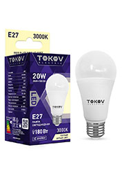TKE-A60-E27-20-3K, ����� ������������ 20�� �60 3000� �27 176-264� TOKOV ELECTRIC TKE-A60-E27-20-3K