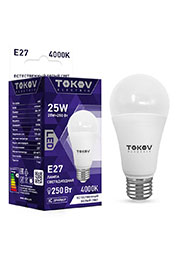 TKE-A60-E27-25-4K, ����� ������������ 25�� �60 4000� �27 176-264� TOKOV ELECTRIC TKE-A60-E27-25-4K