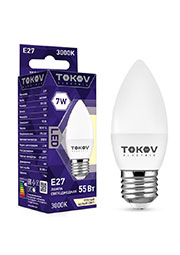 TKE-C37-E27-7-3K, ����� ������������ 7�� �37 3000� �27 176-264� TOKOV ELECTRIC TKE-C37-E27-7-3K