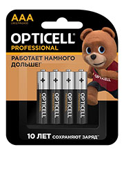 5052002, Элемент питания алкалиновый AAA/LR03 (блист. 4шт) Professional Opticell 5052002/6052002