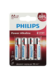 Б0062746, Элемент питания алкалиновый AA/LR6 1.5В Power (блист. 4шт) Philips Б0062746