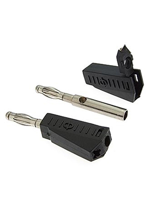 Z040 4mm Stackable Plug BLACK, Штекер RUICHI Z040 4 мм составной штекер, чёрный, под пайку