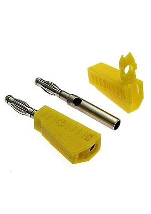 Z040 4mm Stackable Plug YELLOW, Штекер RUICHI Z040 4 мм составной штекер, желтый, под пайку