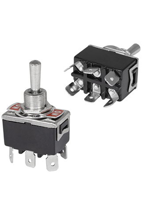 KN3(C)-203P on-off-on, Тумблер трехпозиционный двухполюсный RUICHI KN3(C)-203P, 56.3х19.8х33 мм, ON-