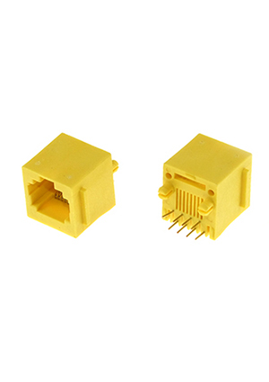 TJ3-8P8C yellow, Разъём RJ RUICHI TJ3-8P8C желтый, под пайку