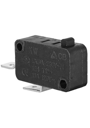 KW7-20, Микропереключатель RUICHI KW7-20, 16х10.5х28 мм, OFF-(ON), 2P, 250 В, 5 А, 30 мОм, -25...+85
