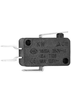 KW7-22, Микропереключатель с укороченной планкой RUICHI KW7-22, 16х10.5х27.8 мм, ON-(ON), SPDT 3P, 2