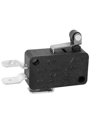 KW7-21, Микропереключатель с роликовым рычагом RUICHI KW7-21, 15.9х10.3х29 мм, ON-(ON), SPDT 3P, 250