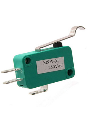MSW-04 ON-ON, Микропереключатель с выносной планкой RUICHI MSW-04, ON-(ON) SPDT 3P, 4 A, 250 В, выно