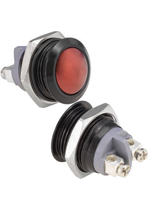 GQ16B-10/B/R/N off-(on), Кнопка антивандальная без подсветки RUICHI GQ16B-10/B/R/N, 1NO, ОFF-(ON) бе