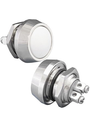 GQ12B-10/W/N off-(on), Кнопка антивандальная без подсветки RUICHI GQ12B-10/W/N, 1NO, ОFF-(ON) без фи
