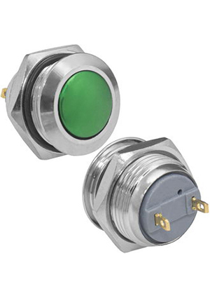GQ16B-10/J/G/N off-(on), Кнопка антивандальная без подсветки RUICHI GQ16B-10/J/G/N, 1NO, ОFF-(ON) бе