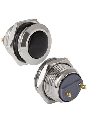 GQ16B-10/J/B/N off-(on), Кнопка антивандальная без подсветки RUICHI GQ16B-10/J/B/N, 1NO, ОFF-(ON) бе