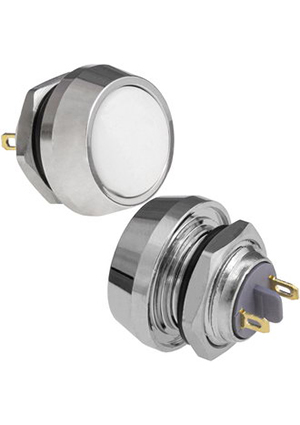GQ12B-10/J/W/N off-(on), Кнопка антивандальная без подсветки RUICHI GQ12B-10/J/W/N, 1NO, ОFF-(ON) бе