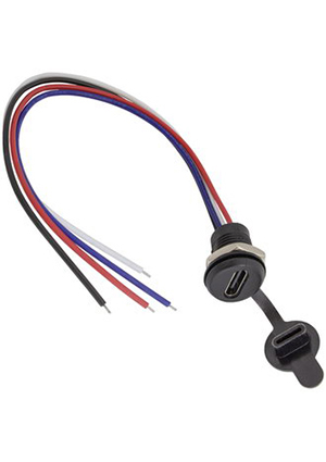 TYPE-C-4pin, Разъём TYPE-C-4Pin, длина кабеля 155 мм, 4 контакта с клеммной колодкой, 5 А, 5 В, корп
