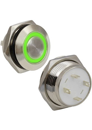 GQ16TF-10E/G/N off-(on), Кнопка антивандальная с подсветкой RUICHI GQ16TF-10E/G/N, OFF-(ON), рабочая