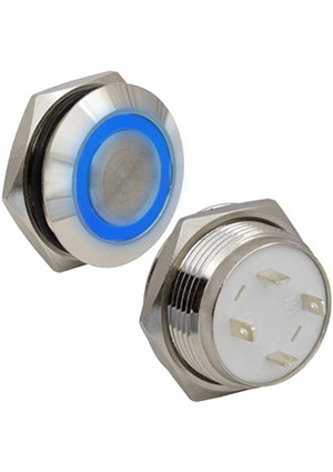 GQ19TF-10E/B/N off-(on), Кнопка антивандальная с подсветкой RUICHI GQ19TF-10E/B/N, OFF-(ON), рабочая