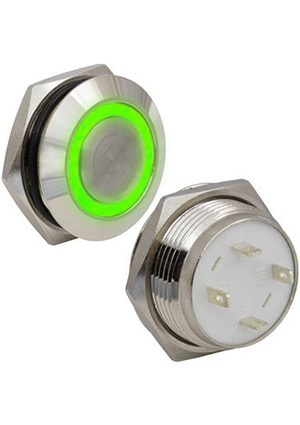 GQ19TF-10E/G/N off-(on), Кнопка антивандальная с подсветкой RUICHI GQ16TF-10E/G/N, OFF-(ON), рабочая