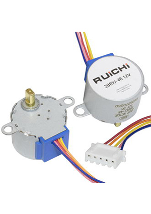 28BYJ-48 12V, Электродвигатель шаговый RUICHI 28BYJ-48, 12 В, положений 1/64, шаг 0.18/0.09, 5 прово