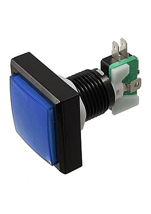 GMSI-2B-S no(nc)+nc(no)blue 44mm, Кнопка GMSI квадратная RUICHI 2B-S с LED подсветкой 12 В, 5 А, 30