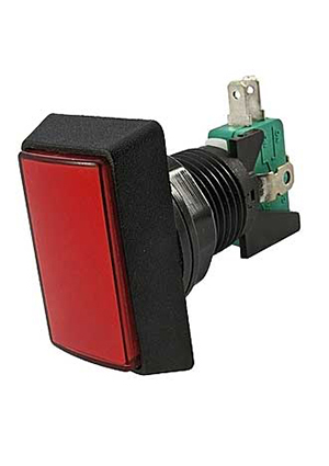 GMSI-3B-R no(nc)+nc(no) red, Кнопка GMSI прямоугольная RUICHI 3B-R с LED подсветкой 12 В, 5 А, 30 мО