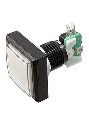 GMSI-2B-S no(nc)+nc(no) white 44mm, Кнопка GMSI квадратная RUICHI 2B-S с LED подсветкой 12 В, 5 А, 3