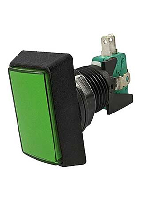 GMSI-3B-R no(nc)+nc(no) green, Кнопка GMSI прямоугольная RUICHI 3B-R с LED подсветкой 12 В, 5 А, 30