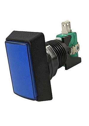 GMSI-3B-R no(nc)+nc(no) blue, Кнопка GMSI прямоугольная RUICHI 3B-R с LED подсветкой 12 В, 5 А, 30 м