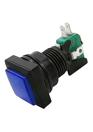 GMSI-5B-S no(nc)+nc(no) blue, Кнопка GMSI квадратная RUICHI 5B-S с LED подсветкой 12 В, 5 А, 30 мОм,