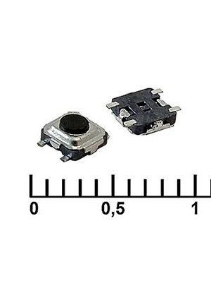 IT-1184 (3x3x1.5), Тактовая кнопка RUICHI IT-1184, 3.35x3.35x1.5 мм, OFF-(ON), 50 мА, 12 В, 100 мОм