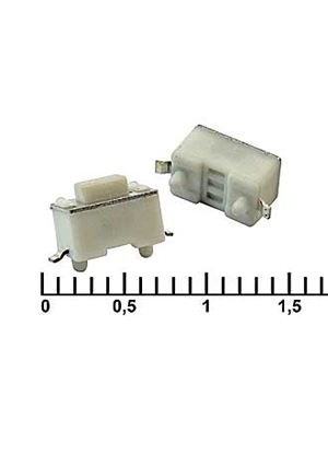 IT-1101NE-E (6x3x4.3), Тактовая кнопка RUICHI IT-1101NE-E, 6x3x4.3 мм, OFF-(ON), 50 мА, 12 В, 100 мО