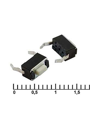 IT-0343 (6x3x4.3), Тактовая кнопка RUICHI IT-0343, 6.1x3.5x4.5 мм, OFF-(ON), 50 мА, 12 В, 100 мОм, п