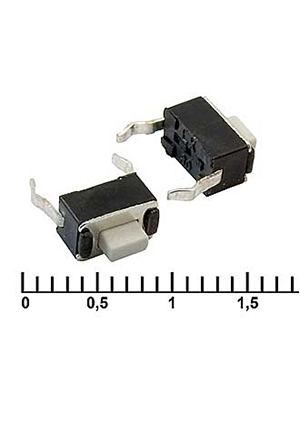 IT-0350 (6x3x5), Тактовая кнопка RUICHI IT-0350, 6x3x5 мм, OFF-(ON), 50 мА, 12 В, 100 мОм, пайка в п