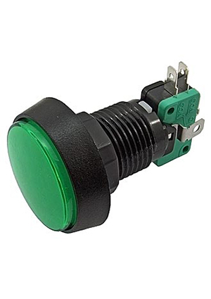 GMSI-4B-C no(nc)+nc(no) green, Кнопка GMSI круглая RUICHI 4B-C с LED подсветкой 12 В, 5 А, 30 мОм, 2
