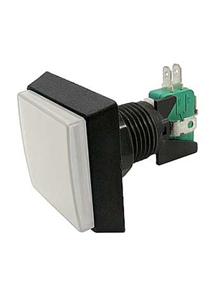 GMSI-2B-S no(nc)+nc(no) white 50mm, Кнопка GMSI квадратная RUICHI 2B-S с LED подсветкой 12 В, 5 А, 3