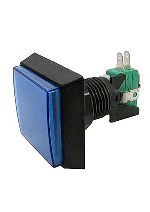 GMSI-2B-S no(nc)+nc(no) blue 50mm, Кнопка GMSI квадратная RUICHI 2B-S с LED подсветкой 12 В, 5 А, 30