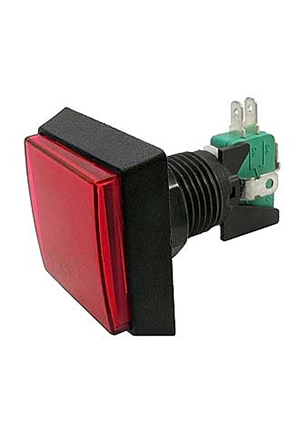 GMSI-2B-S no(nc)+nc(no) red 50mm, Кнопка GMSI квадратная RUICHI 2B-S с LED подсветкой 12 В, 5 А, 30